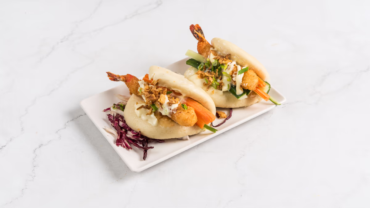 Bao buns με γαρίδα tempura